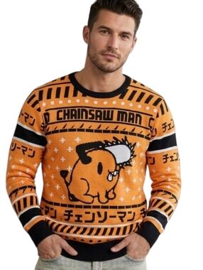 BOXLUNCHChainsaw Man Chibi Pochita Holiday Sweater - SIZE XS